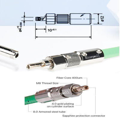 D80 Fiber Cable with 200μm to 800μm Core Diameters Featuring Sapphire and Air Gap Protection and Precisely Polished Connectors
