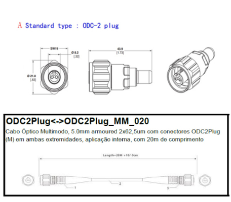 ODC2 마개 연결관을 가진 5.0 Mm 다중 상태 기갑 광케이블 2 x 62.5um