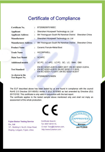 중국 Shenzhen Hicorpwell Technology Co., Ltd 인증